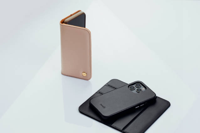 Carcasa con billetera Moshi Overture para iPhone 13 Pro negra